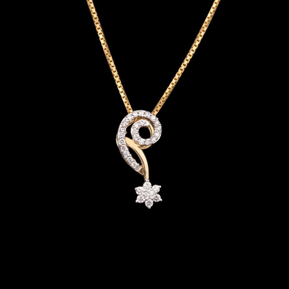 18K Yellow Gold Diamond Pendant - 0.18ct VVS-VS-FG