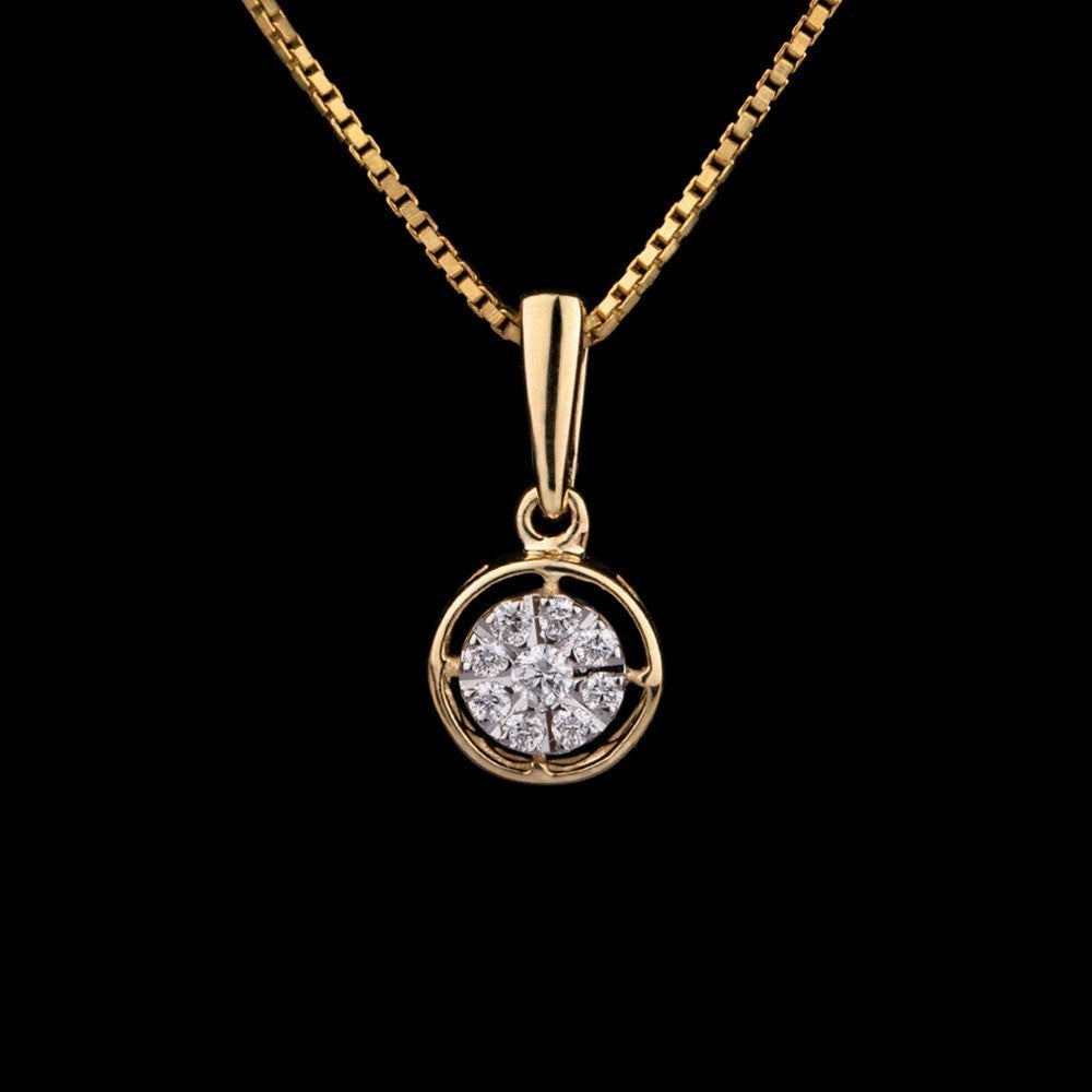 14K Yellow Gold Diamond Pendant - 0.11ct VS-GH