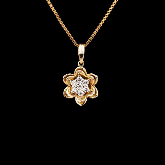 14K Yellow Gold Diamond Pendant - 0.14ct VVS-VS-FG