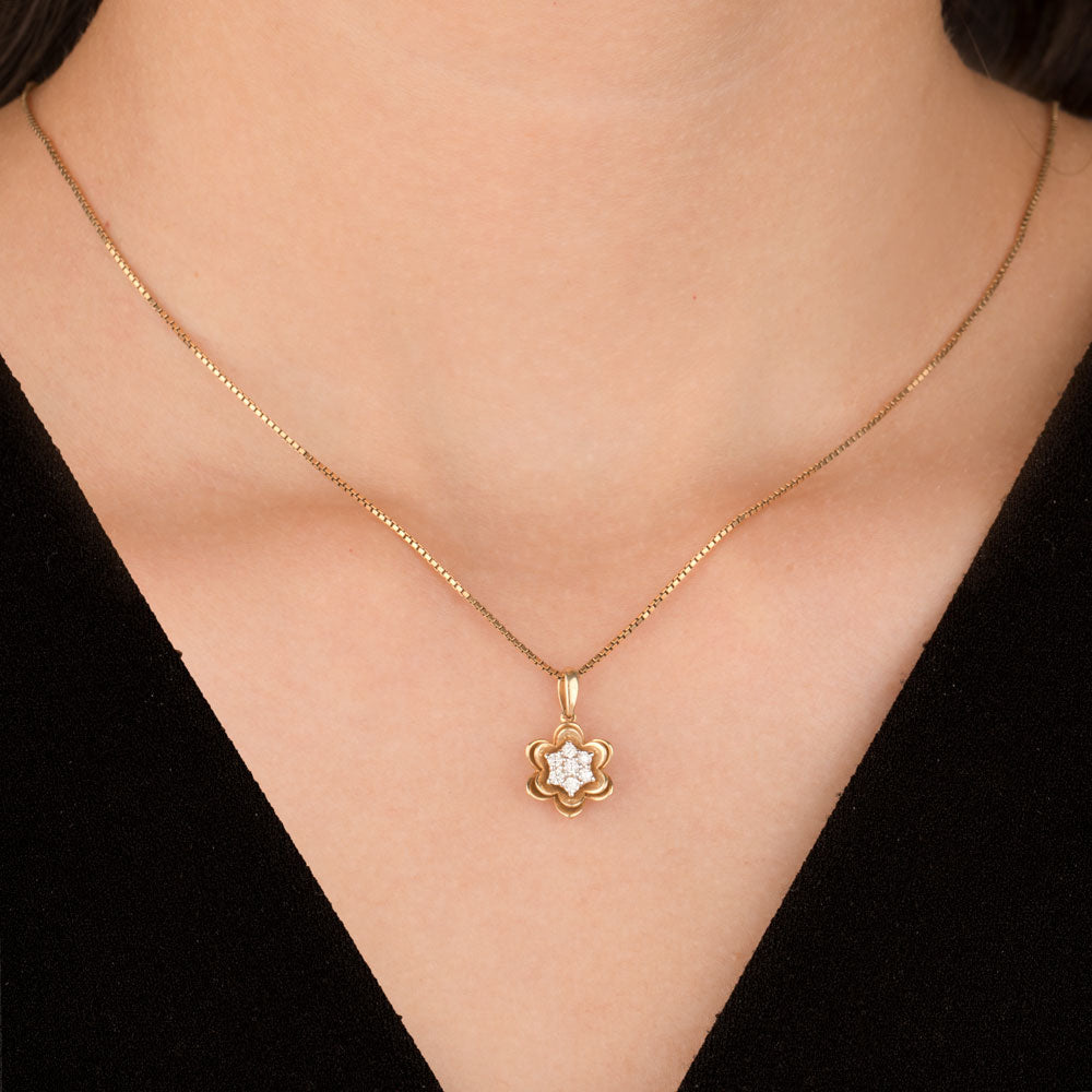 14K Yellow Gold Diamond Pendant - 0.14ct VVS-VS-FG