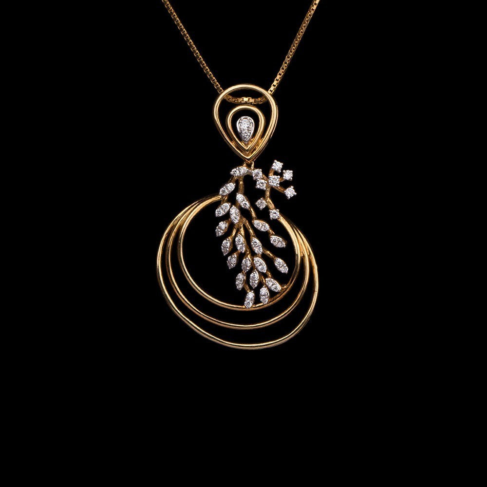 18K Yellow Gold Diamond Pendant - 0.46ct SI-GH