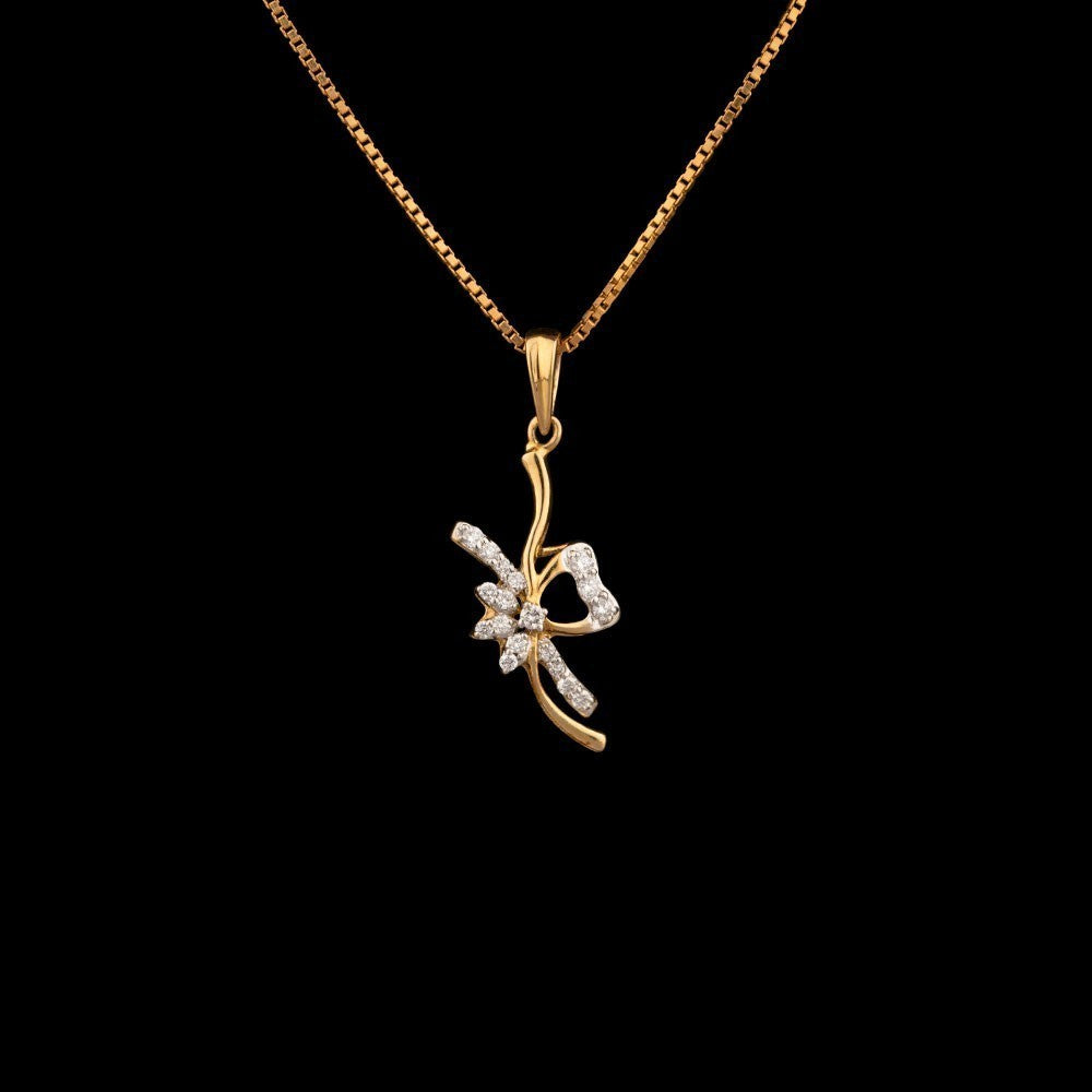 14K Yellow Gold Diamond Pendant - 0.13ct VVS-EF