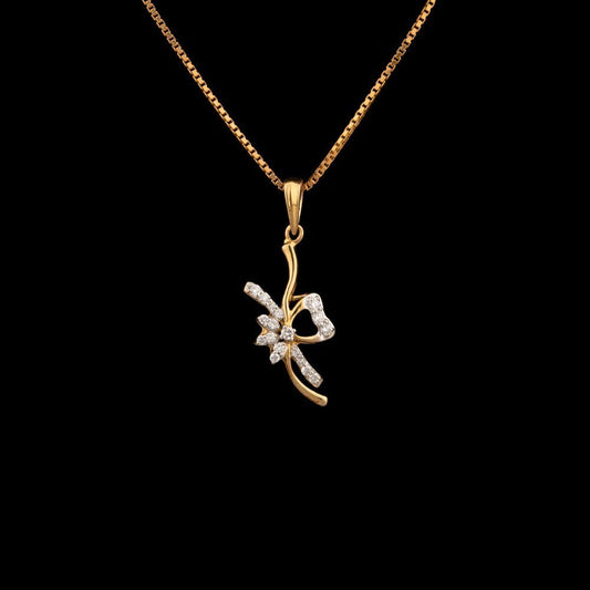 14K Yellow Gold Diamond Pendant - 0.13ct VVS-EF