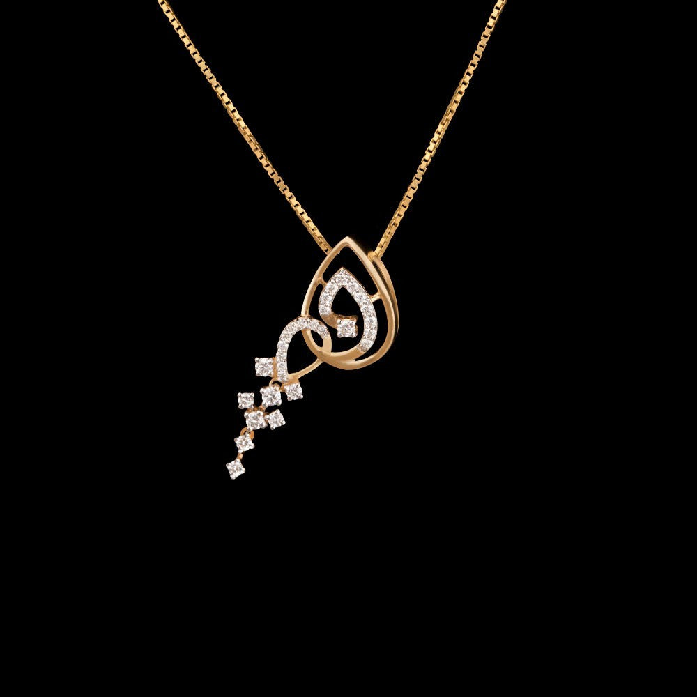 14K Yellow Gold Diamond Pendant - 0.32ct SI-GH