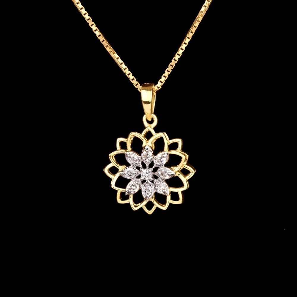 14K Yellow Gold Diamond Pendant - 0.21ct VVS-VS-HI