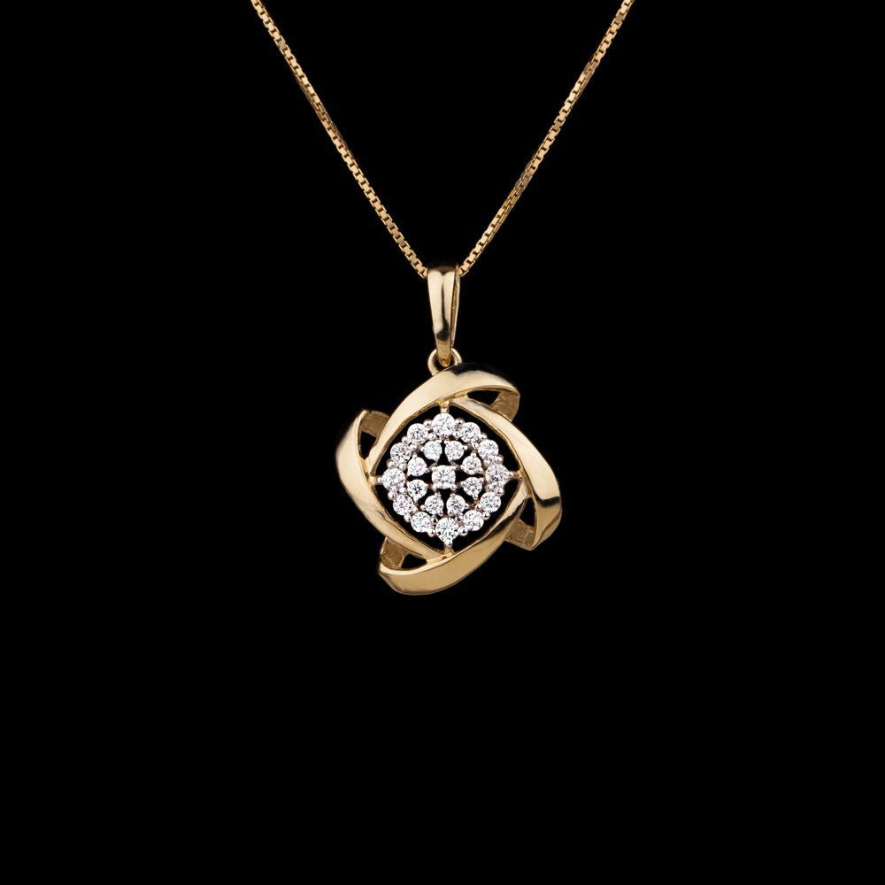 18K Yellow Gold Diamond Pendant - 0.42ct VVS-VS-HI