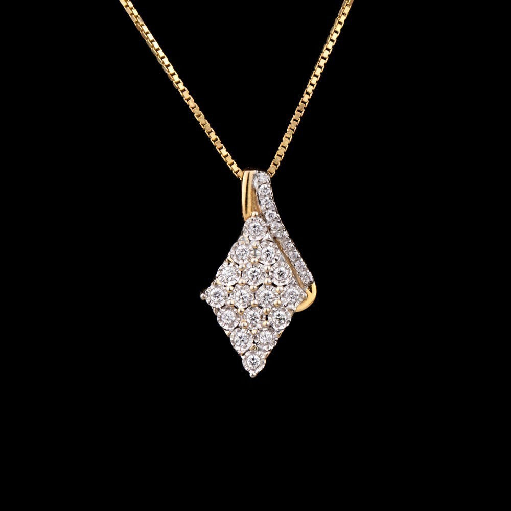 18K Yellow Gold Diamond Pendant - 0.13ct VVS-VS-GH