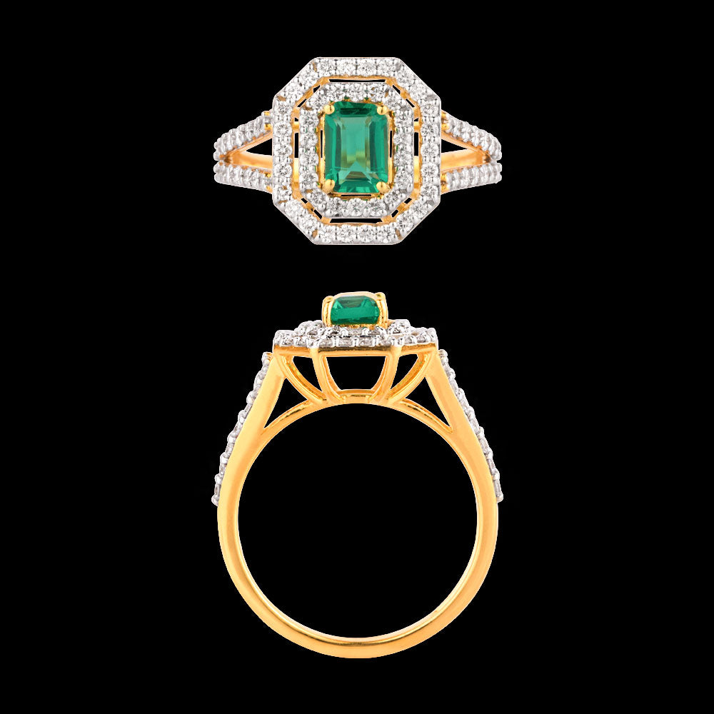 18K Yellow Gold Diamond Ring - 0.628ct VVS-VS-FG with Colour Stones