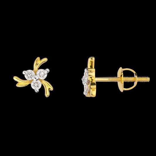 18K Yellow Gold Diamond Earrings - 0.19ct SI-HI