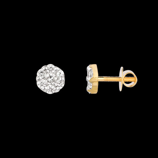 18K Yellow Gold Diamond Earrings - 0.15ct VVS-FG