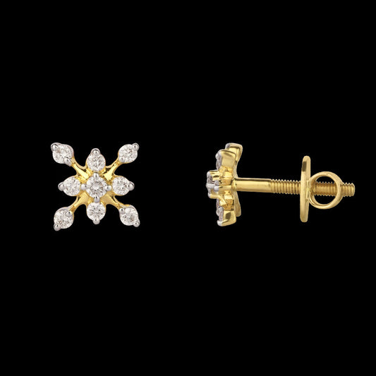 18K Yellow Gold Diamond Earrings - 0.19ct SI-HI
