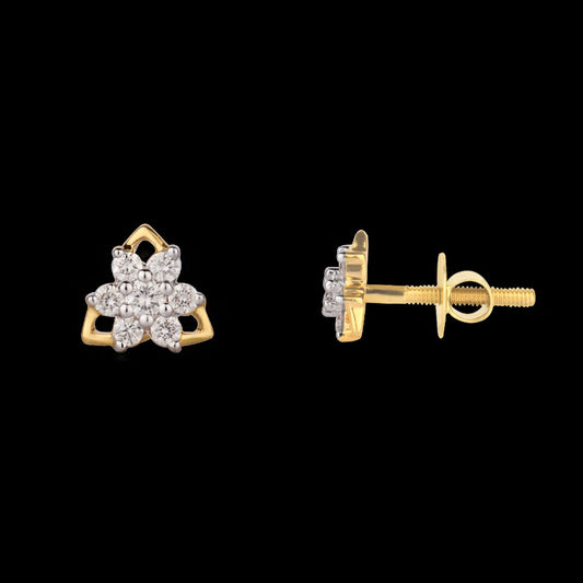 18K Yellow Gold Diamond Earrings - 0.18ct SI-HI