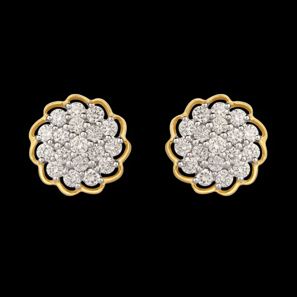 18K Yellow Gold Diamond Earrings - 0.63ct SI-HI