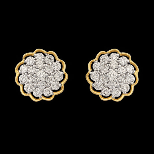 18K Yellow Gold Diamond Earrings - 0.63ct SI-HI