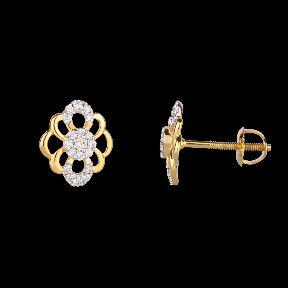 14K Yellow Gold Diamond Earrings - 0.18ct VVS-VS-HI