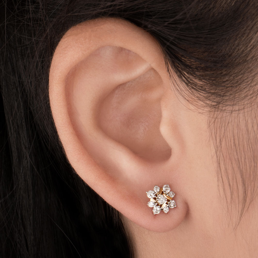 14K Yellow Gold Diamond Earrings - 0.42ct VS-HI