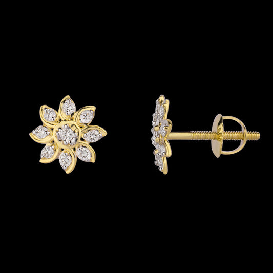 14K Yellow Gold Diamond Earrings - 0.17ct VVS-VS-HI