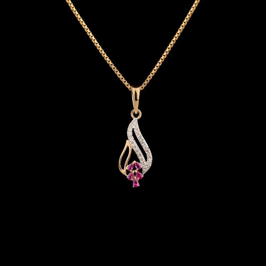 14K Yellow Gold Diamond Pendant - 0.1ct VVS-VS-HI with Colour Stones