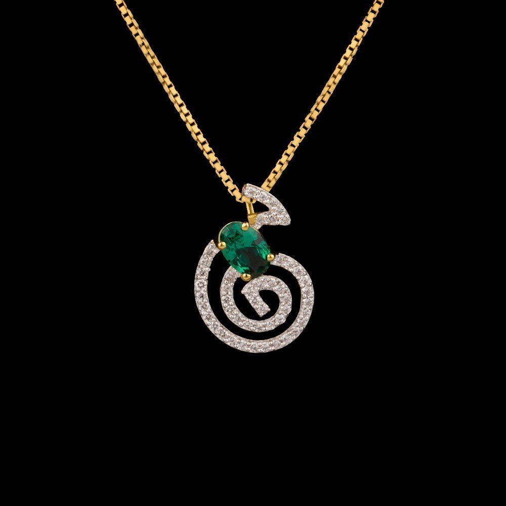 18K Yellow Gold Diamond Pendant - 0.283ct VVS-VS-GH with Colour Stones