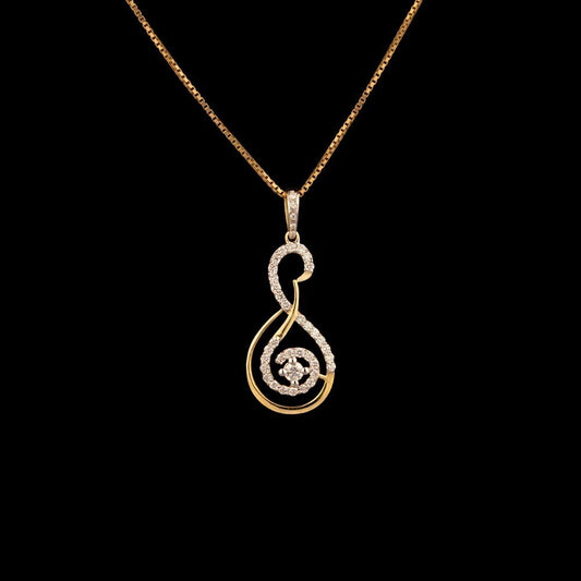 14K Yellow Gold Diamond Pendant - 0.44ct VVS-VS-GH