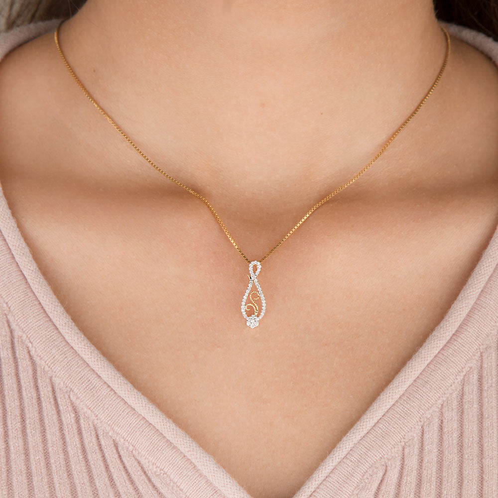 14K Yellow Gold Diamond Pendant - 0.14ct VVS-VS-IJ