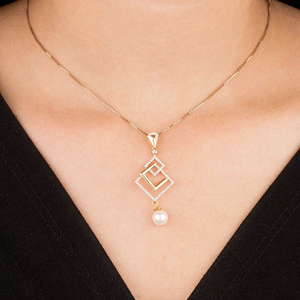 18K Yellow Gold Diamond Pendant - 0.325ct VVS-VS-GH with Colour Stones