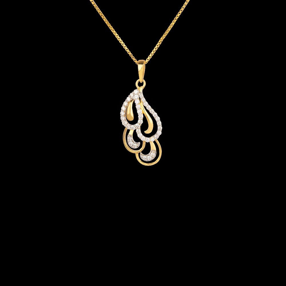 18K Yellow Gold Diamond Pendant - 0.44ct VVS-VS-HI
