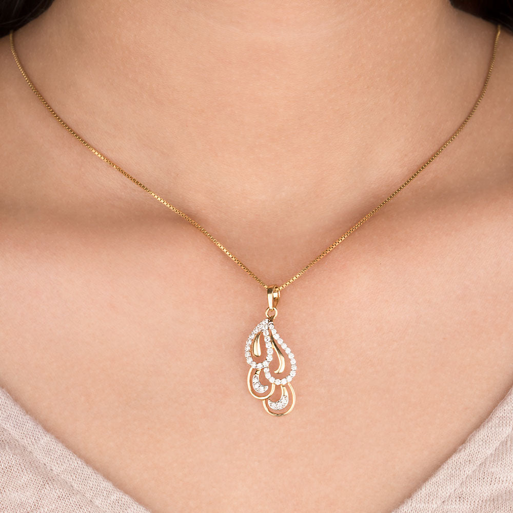 18K Yellow Gold Diamond Pendant - 0.44ct VVS-VS-HI