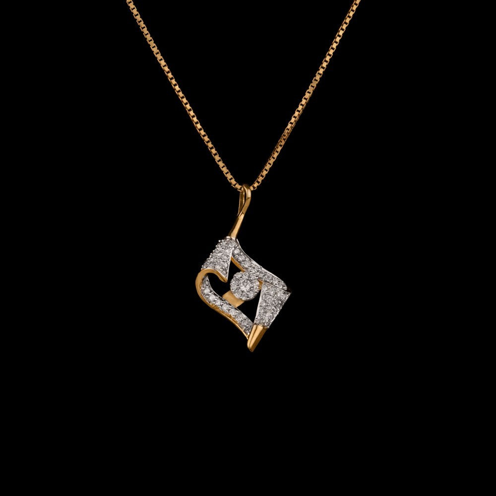14K Yellow Gold Diamond Pendant - 0.35ct SI-HI