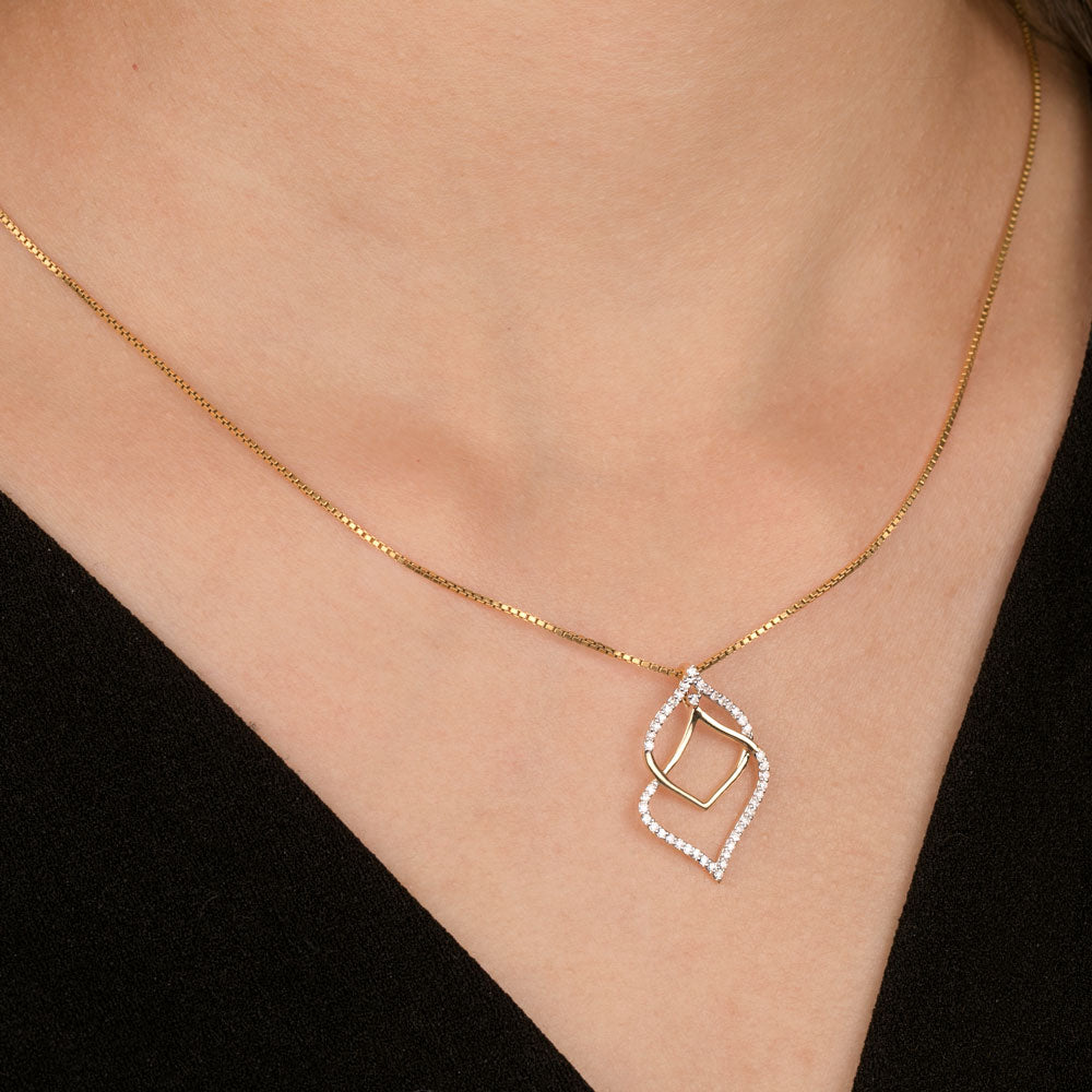 18K Yellow Gold Diamond Pendant - 0.2ct VVS-VS-GH