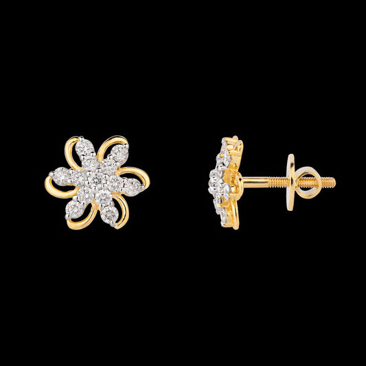 18K Yellow Gold Diamond Earrings - 0.464ct VVS-VS-GH