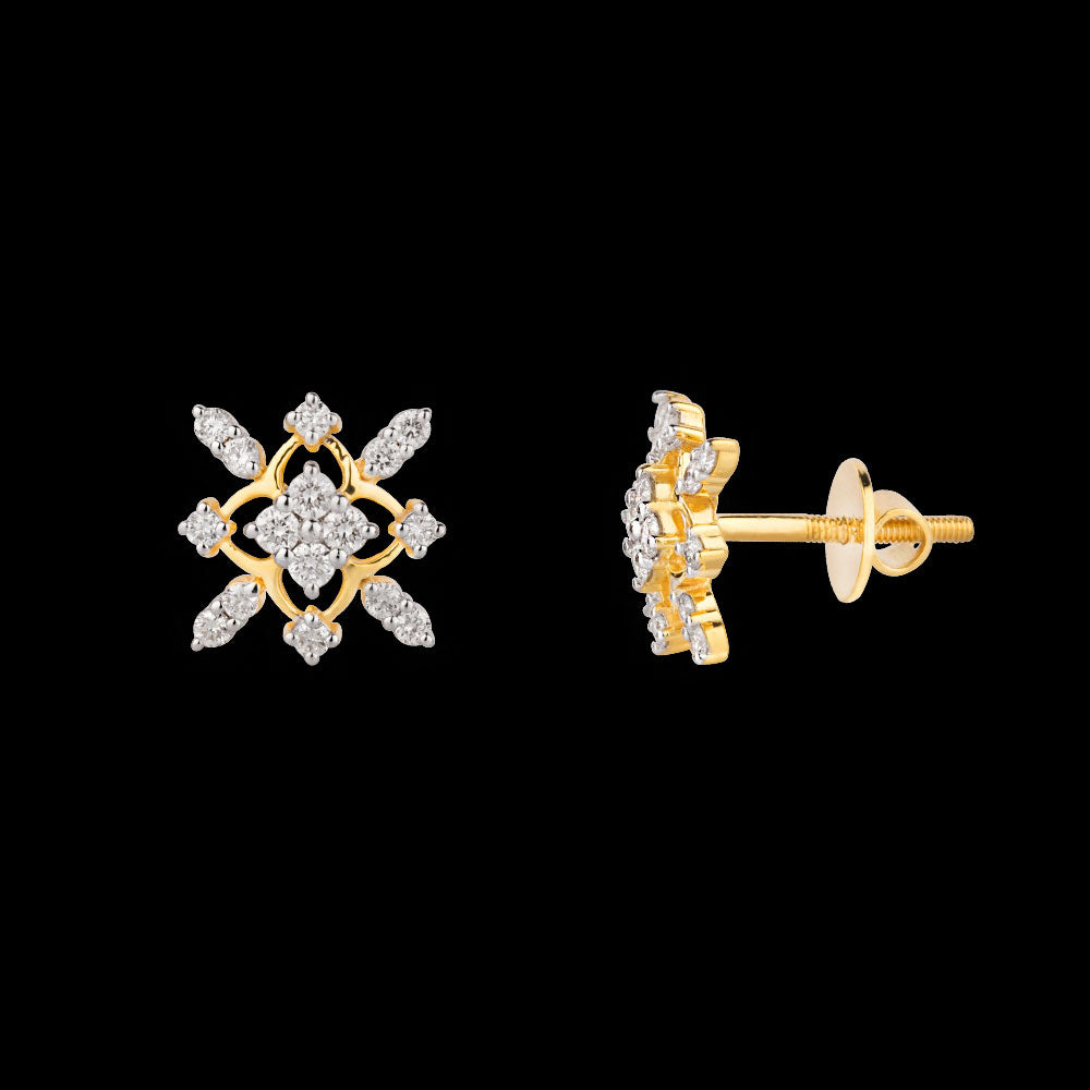 18K Yellow Gold Diamond Earrings - 0.44ct VS-FG