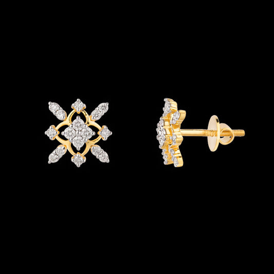 18K Yellow Gold Diamond Earrings - 0.44ct VS-FG
