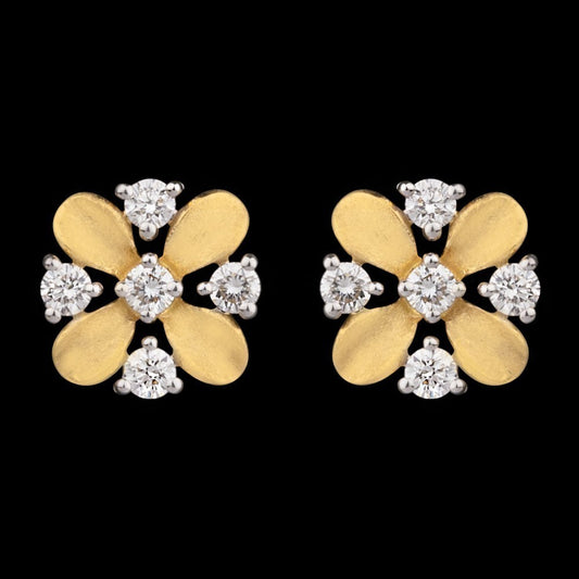 18K Yellow Gold Diamond Earrings - 0.18ct VS-FG