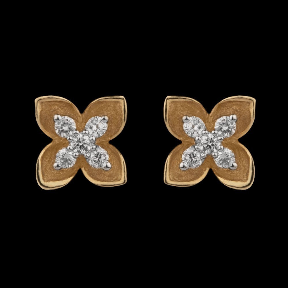 18K Yellow Gold Diamond Earrings - 0.18ct VS-FG