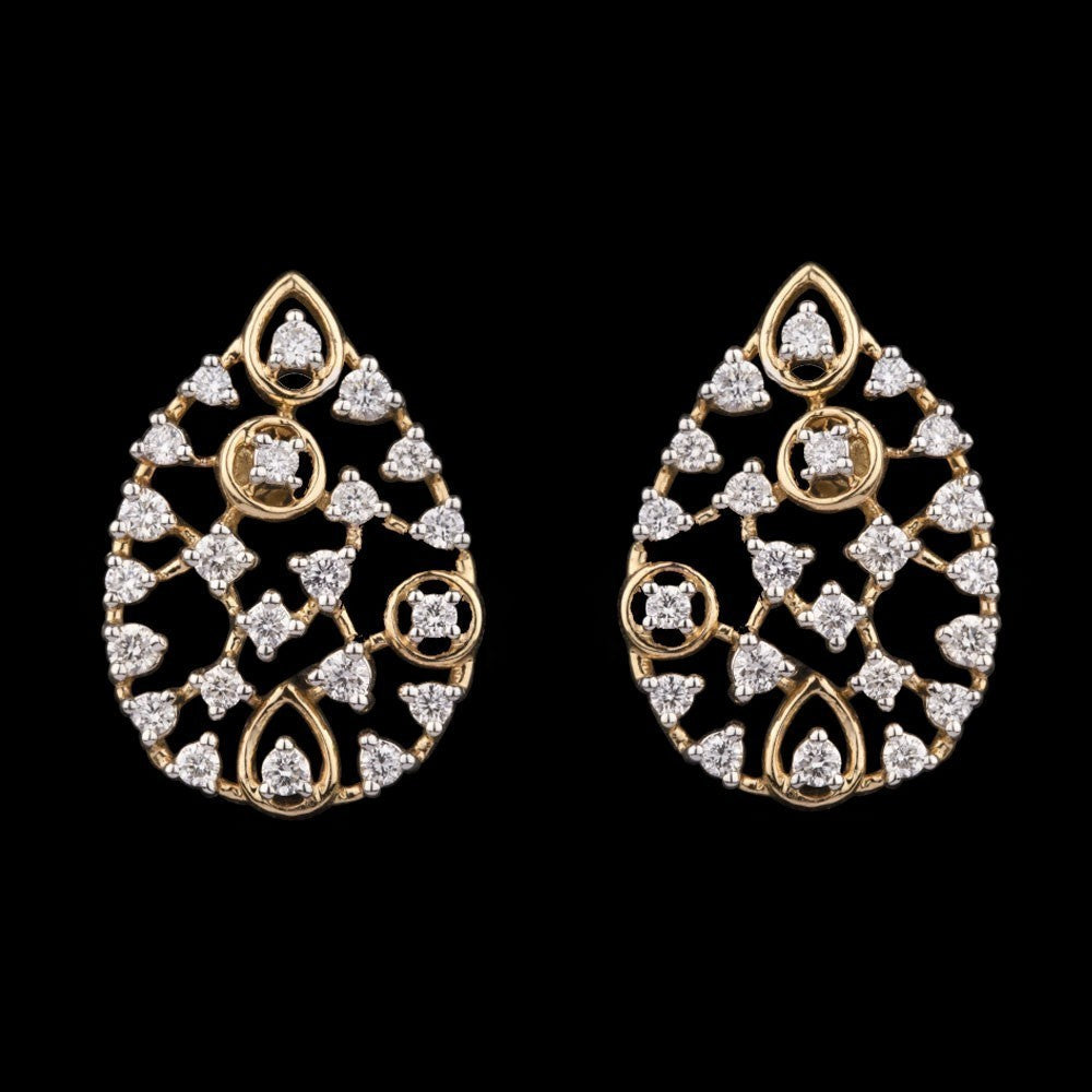 18K Yellow Gold Diamond Earrings - 0.62ct VS-FG
