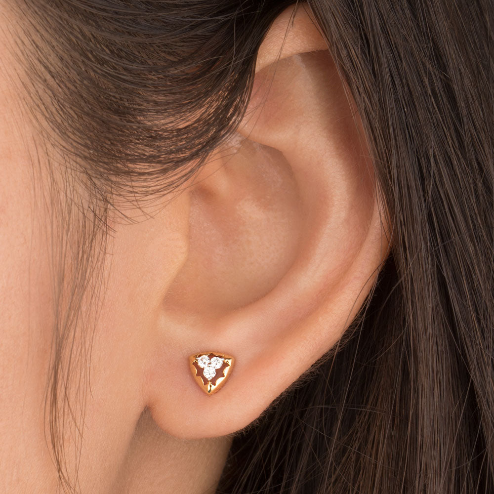 18K Yellow Gold Diamond Earrings - 0.11ct VS-FG