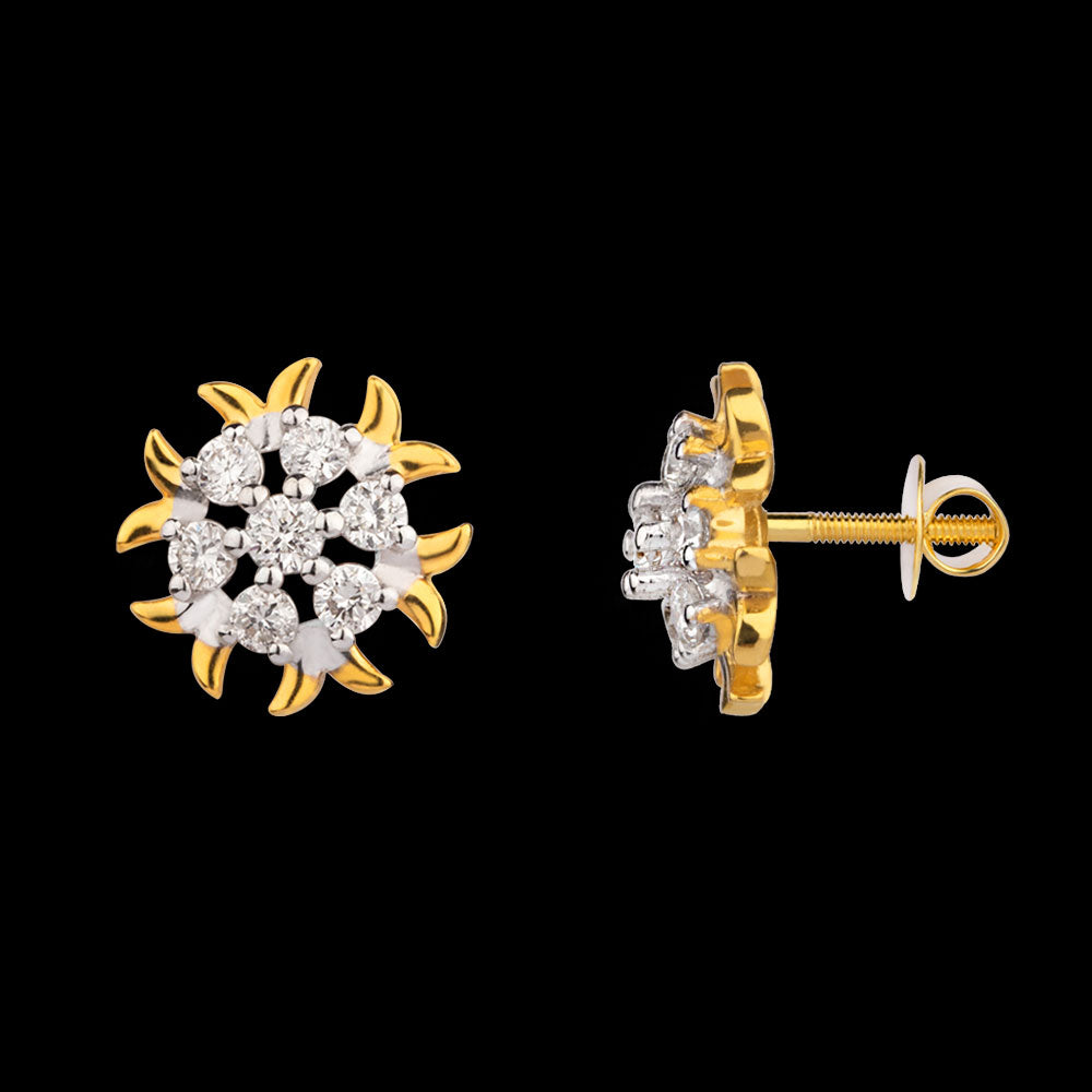 18K Yellow Gold Diamond Earrings - 0.192ct VVS-VS-GH