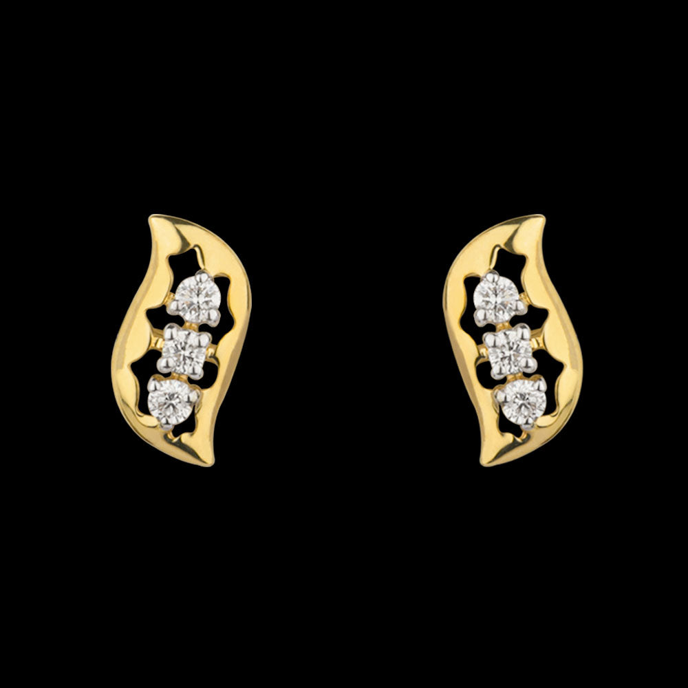 18K Yellow Gold Diamond Earrings - 0.14ct VVS-VS-GH