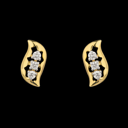 18K Yellow Gold Diamond Earrings - 0.14ct VVS-VS-GH
