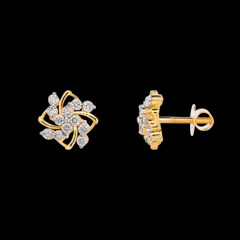 14K Yellow Gold Diamond Earrings - 0.65ct SI-IJ