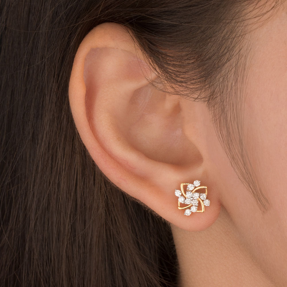 14K Yellow Gold Diamond Earrings - 0.65ct SI-IJ