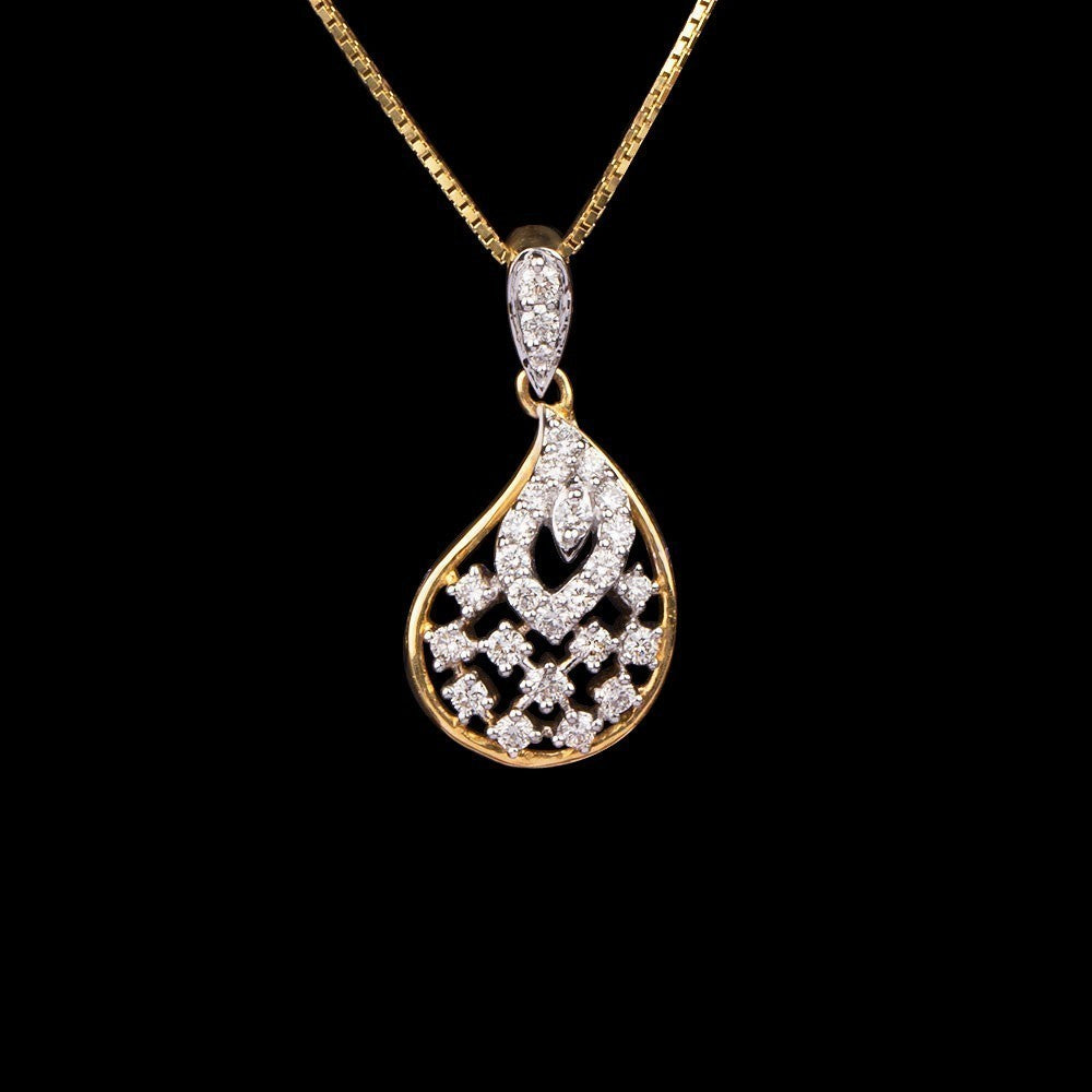 18K Yellow Gold Diamond Pendant - 0.33ct SI-IJ