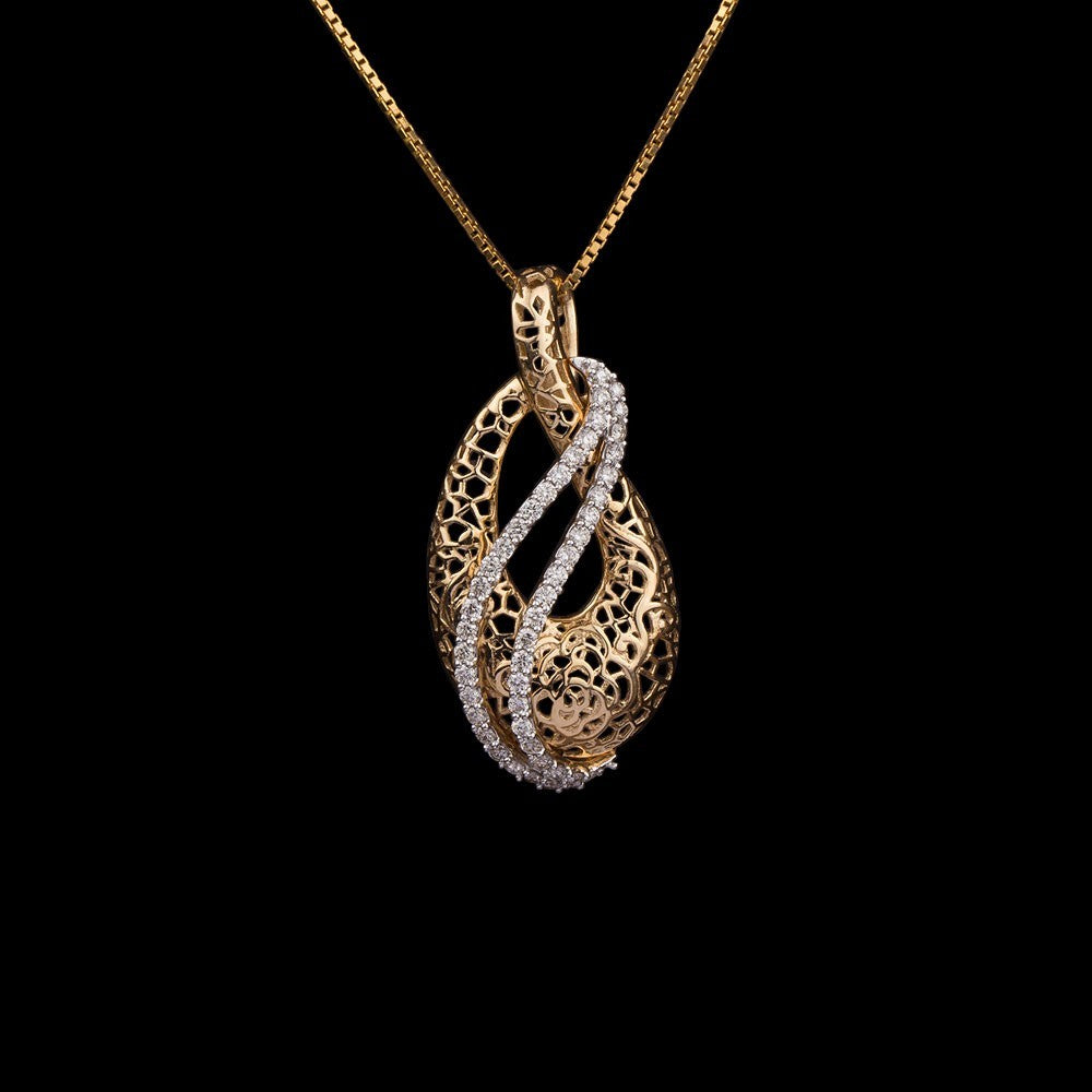 14K Yellow Gold Diamond Pendant - 0.44ct SI-IJ