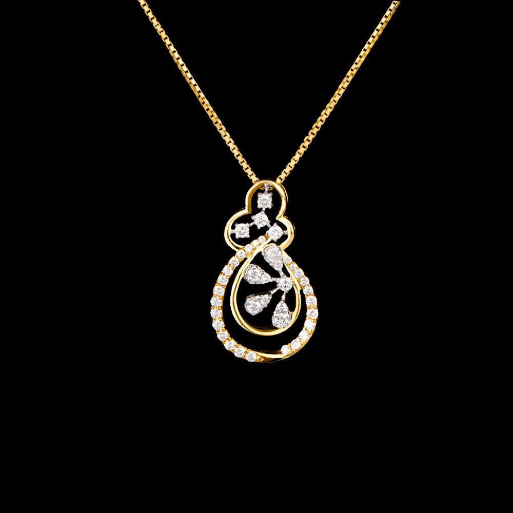 14K Yellow Gold Diamond Pendant - 0.74ct SI-IJ