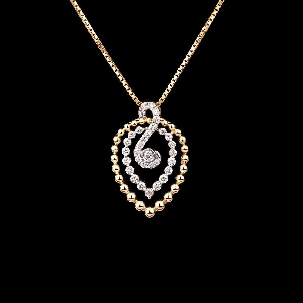 14K Yellow Gold Diamond Pendant - 0.38ct SI-IJ