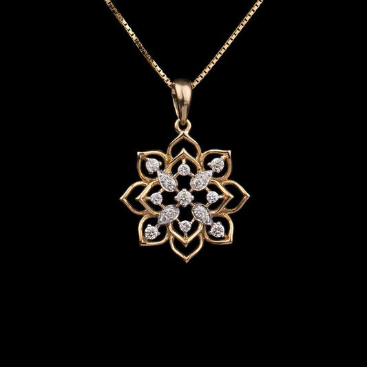14K Yellow Gold Diamond Pendant - 0.22ct SI-IJ