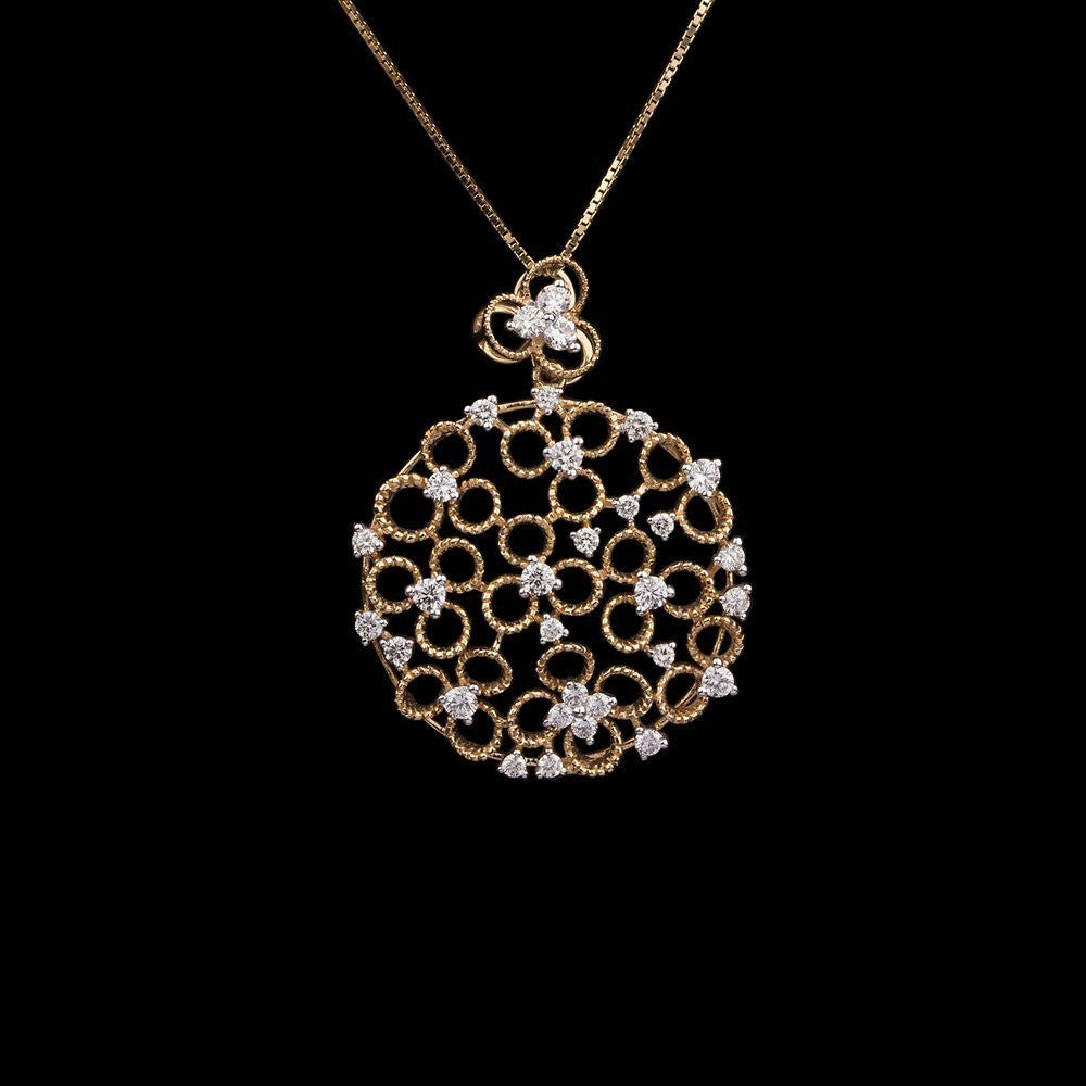 14K Yellow Gold Diamond Pendant - 0.91ct SI-IJ