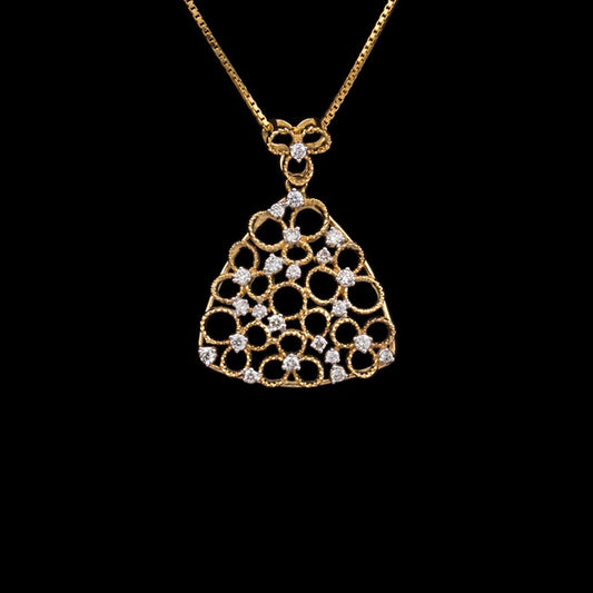 14K Yellow Gold Diamond Pendant - 0.42ct SI-IJ