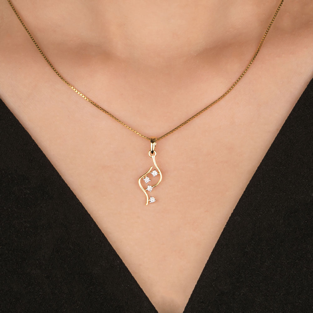 18K Yellow Gold Diamond Pendant - 0.1ct VS-FG